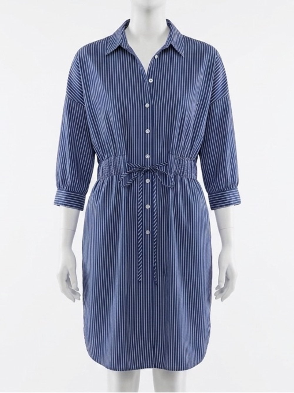 Zara Woman Striped Button-Down Shirt Dress with Pockets & Elastic Waist XXL
